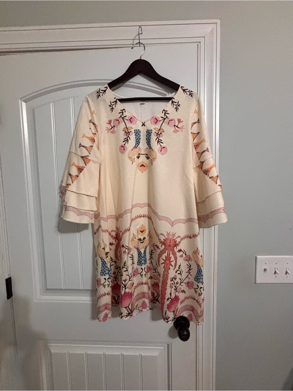 Cream Floral Swing Dress